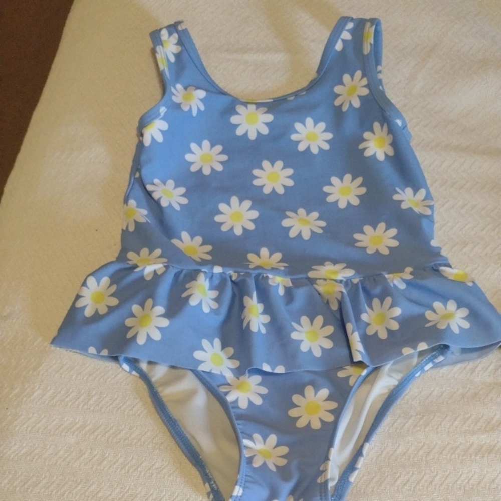The Children's Place Blue and White One Piece Swimsuit